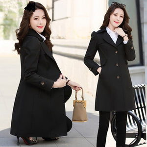 Woman Single Breasted Long Trench Coat M-5XL