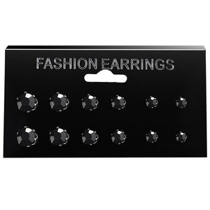 New 12 or 6 Pair/Pack White Shiny Stud Earrings Set