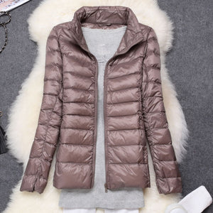 Women  Hooded Ultralight Thin White Duck Down Jacket