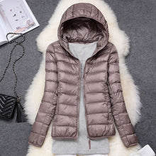 Load image into Gallery viewer, Women  Hooded Ultralight Thin White Duck Down Jacket