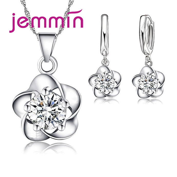 925 Sterling Silver Necklace Earrings Jewelry Set