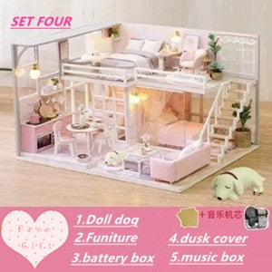 DIY Miniature Wooden Doll Houses  with Furniture Kit - Different Choices