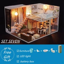 Load image into Gallery viewer, DIY Miniature Wooden Doll Houses  with Furniture Kit - Different Choices