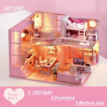 Load image into Gallery viewer, DIY Miniature Wooden Doll Houses  with Furniture Kit - Different Choices