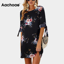 Load image into Gallery viewer, Aachoae 2020 Women&#39;s Summer Chiffon Floral Print Casual Loose Mini Sundress S-5XL