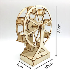 3D DIY Electric Craft Ferris Wheel Puzzle Game Wooden Model Building Kits Science Educational Toys For Kids/Adults