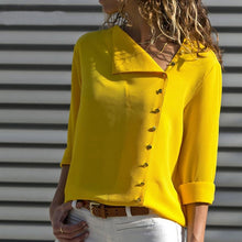 Load image into Gallery viewer, Women&#39;s Long Sleeve Shirt Tops with Skew Collar and Side Button Decoration