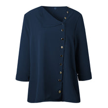 Load image into Gallery viewer, Women&#39;s Long Sleeve Shirt Tops with Skew Collar and Side Button Decoration