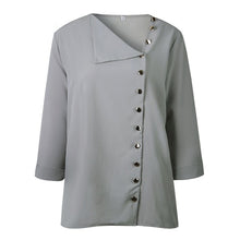 Load image into Gallery viewer, Women&#39;s Long Sleeve Shirt Tops with Skew Collar and Side Button Decoration