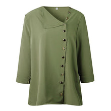 Load image into Gallery viewer, Women&#39;s Long Sleeve Shirt Tops with Skew Collar and Side Button Decoration