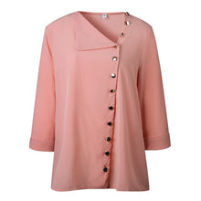 Load image into Gallery viewer, Women&#39;s Long Sleeve Shirt Tops with Skew Collar and Side Button Decoration