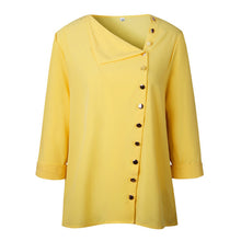 Load image into Gallery viewer, Women&#39;s Long Sleeve Shirt Tops with Skew Collar and Side Button Decoration