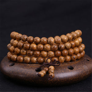 Multilayer 108 Natural Wood Beads Bracelet