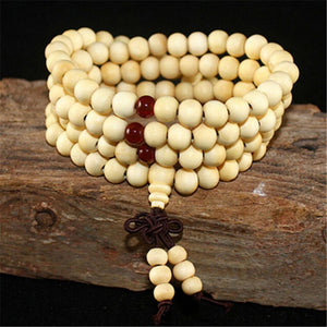 Multilayer 108 Natural Wood Beads Bracelet