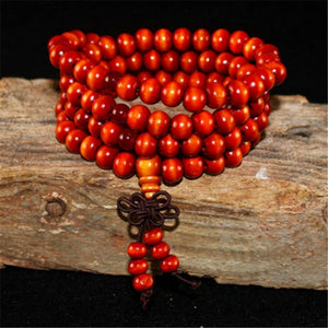 Multilayer 108 Natural Wood Beads Bracelet