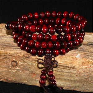 Multilayer 108 Natural Wood Beads Bracelet