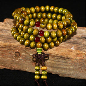 Multilayer 108 Natural Wood Beads Bracelet