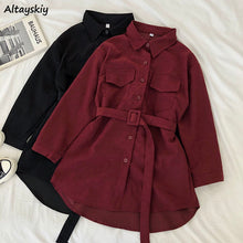 Load image into Gallery viewer, Harajuku Women Vintage Corduroy Long Sleeve Dress