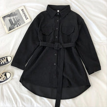 Load image into Gallery viewer, Harajuku Women Vintage Corduroy Long Sleeve Dress