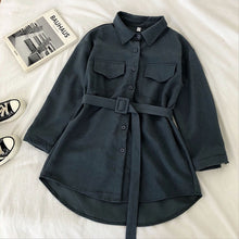 Load image into Gallery viewer, Harajuku Women Vintage Corduroy Long Sleeve Dress