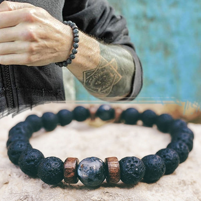 Men/Women-Natural Moonstone Bead Tibetan Buddha-Chakra Lava Stone Diffuser Bracelets