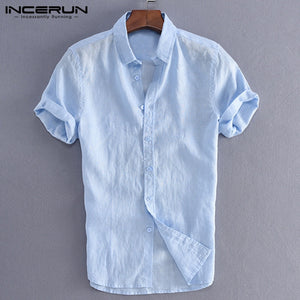 INCERUN  Men's Social  Dress Shirts with Button Turn Down Collar S-5XL