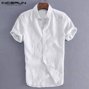 INCERUN  Men's Social  Dress Shirts with Button Turn Down Collar S-5XL