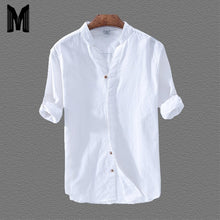 Load image into Gallery viewer, Men&#39;s Classic White Cotton Linen Casual Shirts Sizes M-3X