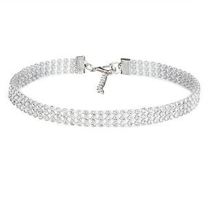 Women's Crystal Rhinestone Choker Necklace-Clear or Multi-colored