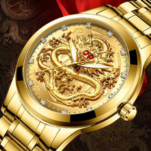 Load image into Gallery viewer, FNGEEN Men Golden Luxury Waterproof Full Steel Quartz Dragon Watches