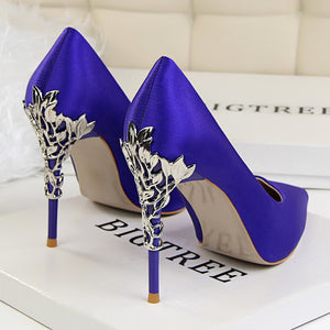 Women's Metal Carved Thin High Heels