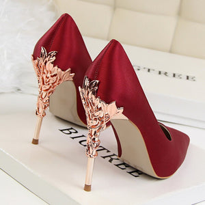 Women's Metal Carved Thin High Heels