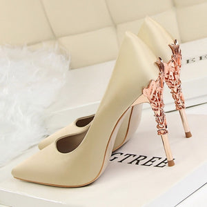 Women's Metal Carved Thin High Heels