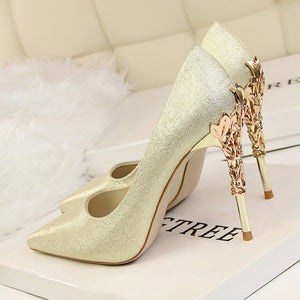 Women's Metal Carved Thin High Heels