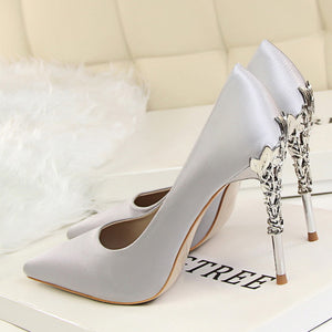 Women's Metal Carved Thin High Heels