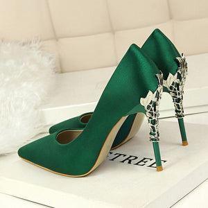 Women's Metal Carved Thin High Heels