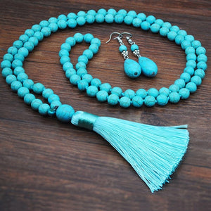 Yumfeel New Turquoise Bracelet Jewelry Set Vintage Silver Plated Necklace Bracelet Earring Ring Jewelry Sets