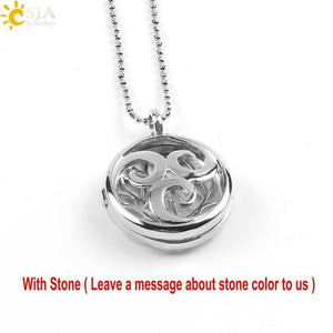 CSJA Jewelry New 10 Styles Women Locket Pendant Necklace-Choice of Natural Stone