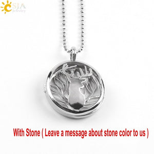 CSJA Jewelry New 10 Styles Women Locket Pendant Necklace-Choice of Natural Stone