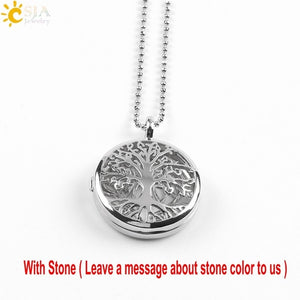 CSJA Jewelry New 10 Styles Women Locket Pendant Necklace-Choice of Natural Stone