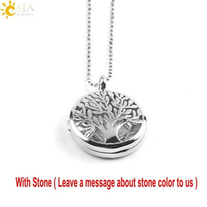 CSJA Jewelry New 10 Styles Women Locket Pendant Necklace-Choice of Natural Stone