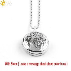 CSJA Jewelry New 10 Styles Women Locket Pendant Necklace-Choice of Natural Stone