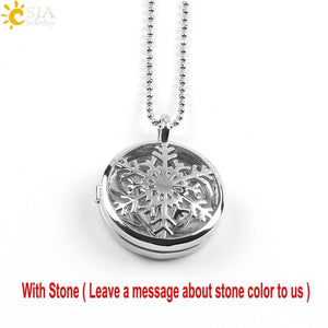 CSJA Jewelry New 10 Styles Women Locket Pendant Necklace-Choice of Natural Stone