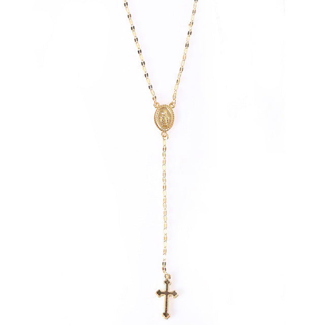 HAEQIS Rosary/Cross Pendant Necklace