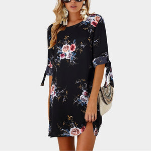 Aachoae 2020 Women's Summer Chiffon Floral Print Casual Loose Mini Sundress S-5XL