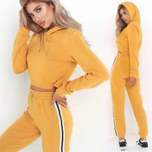 Load image into Gallery viewer, 2pcs Women Top Sweatshirt+Side Stripe Pants Hooded Tracksuit