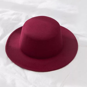 ltnshry New Classic Solid Color Felt Fedoras Hat for Men/Women with Wide Brim