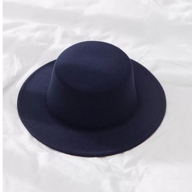ltnshry New Classic Solid Color Felt Fedoras Hat for Men/Women with Wide Brim