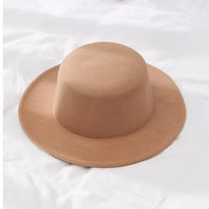 ltnshry New Classic Solid Color Felt Fedoras Hat for Men/Women with Wide Brim