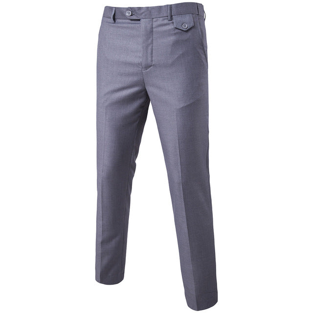 Left ROM Men Fashion Boutique Cotton Solid Color Official Business Pants
